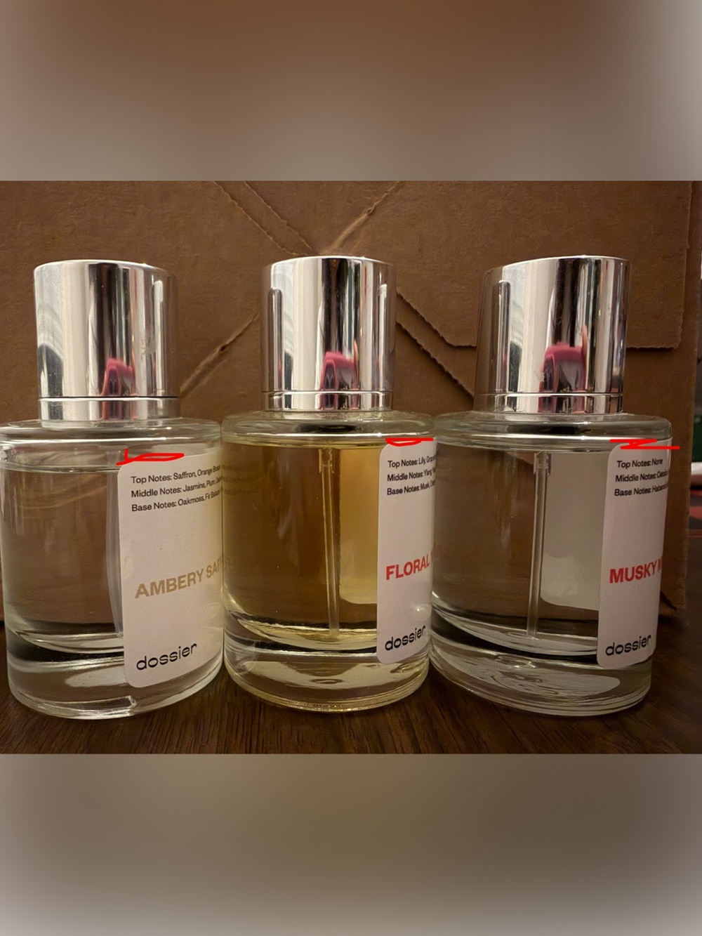 Dossier perfume lot: Ambery Saffron, Floral Ylang Ylang, Musky Musk - Picture 2 of 2